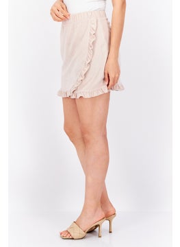 Bar III Women Plain Terry A Line Skirt, Beige  - Image 2