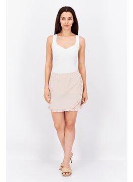 Bar III Women Plain Terry A Line Skirt, Beige  - Image 4
