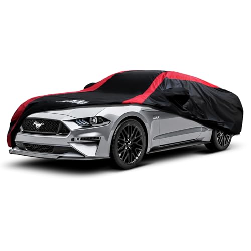AltoCover Mustang Car Cover Waterproof All Weather with Red Strip Design, Custom Fit for Ford Mustang 1994–2025, Mustang Accessory with Door Zipper & Windproof Straps - Image 1