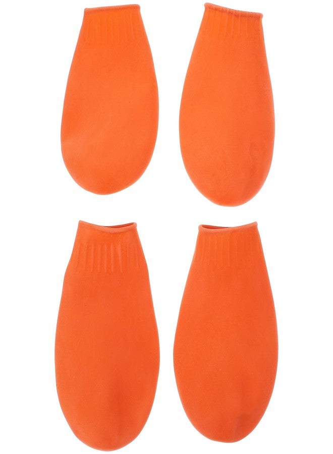UKCOCO 4Pcs Rubber Dog Rain Boots, Non-Slip Waterproof Pet Shoes for Small Dogs and Cats, Breathable Paw Protectors for Outdoor Walking in Rainy or Snowy Days (Orange, Size S) - Image 1
