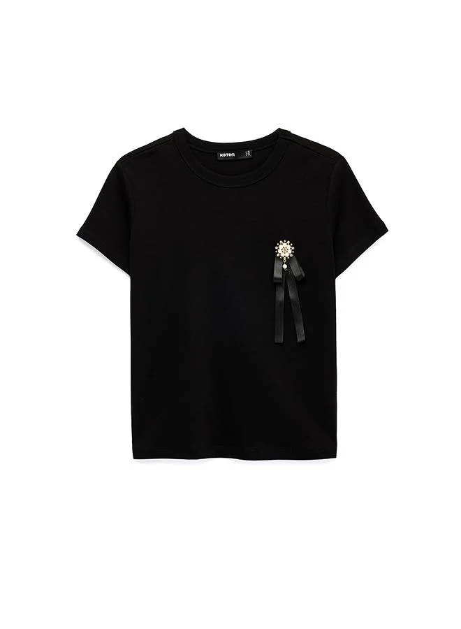 Koton  Brooch Detail T-Shirt for Women | Best Price UAE
