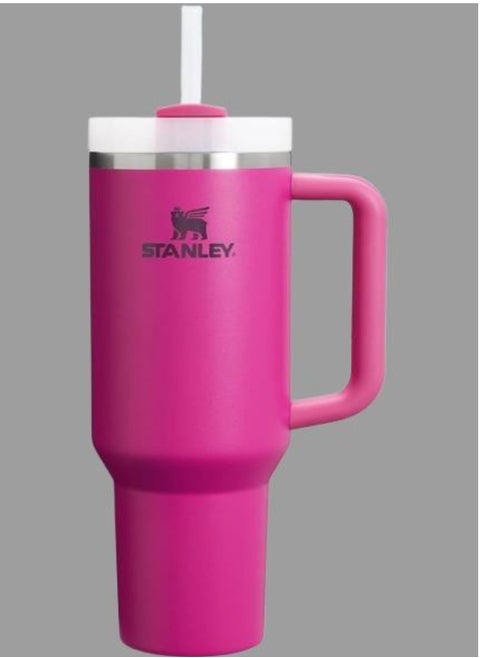 H2.0 Tumbler with Handle & Straw 40 oz | Twist-On 3-Way Lid | Cupholder Compatible for Travel | Insulated Stainless Steel Cup | BPA-Free | Fuchsia – Leak-Proof, Keeps Drinks Hot or Cold for Hours
