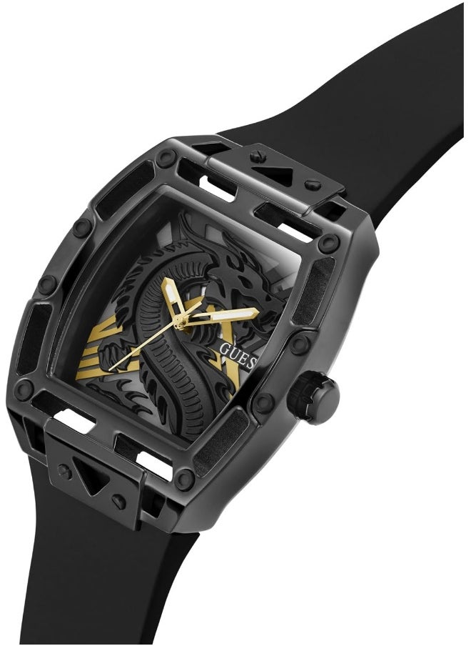 GUESS GUESS Men's 44mm Watch - Black Strap Black Dial Black Case  - Image 3