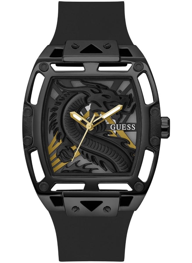 GUESS GUESS Men's 44mm Watch - Black Strap Black Dial Black Case  - Image 1