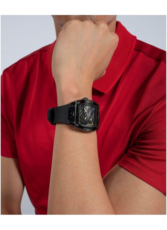 GUESS GUESS Men's 44mm Watch - Black Strap Black Dial Black Case  - Image 4