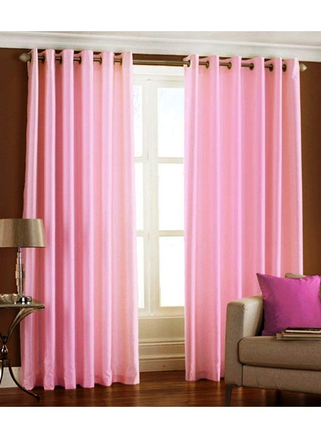 Homefab India Royal Silky Grommet Door Curtain - 7 feet, Pink - 2 Piece - Image 1