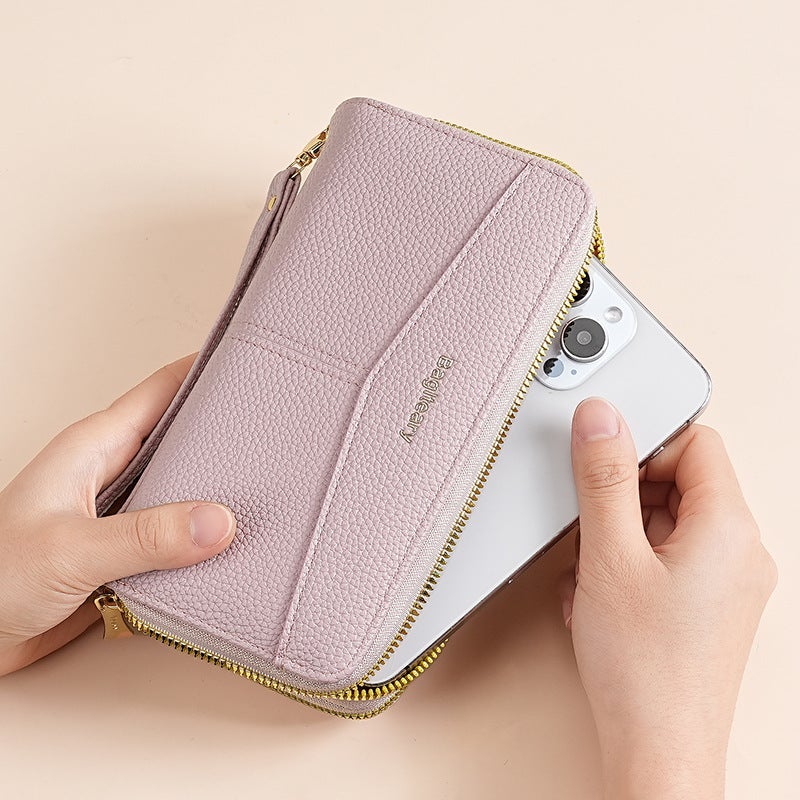 Multifunctional Solid Color PU Leather Wallet, RFID Blocking Design Portable Daily Storage Purse for Cards Cash Coin Business Use - Image 2