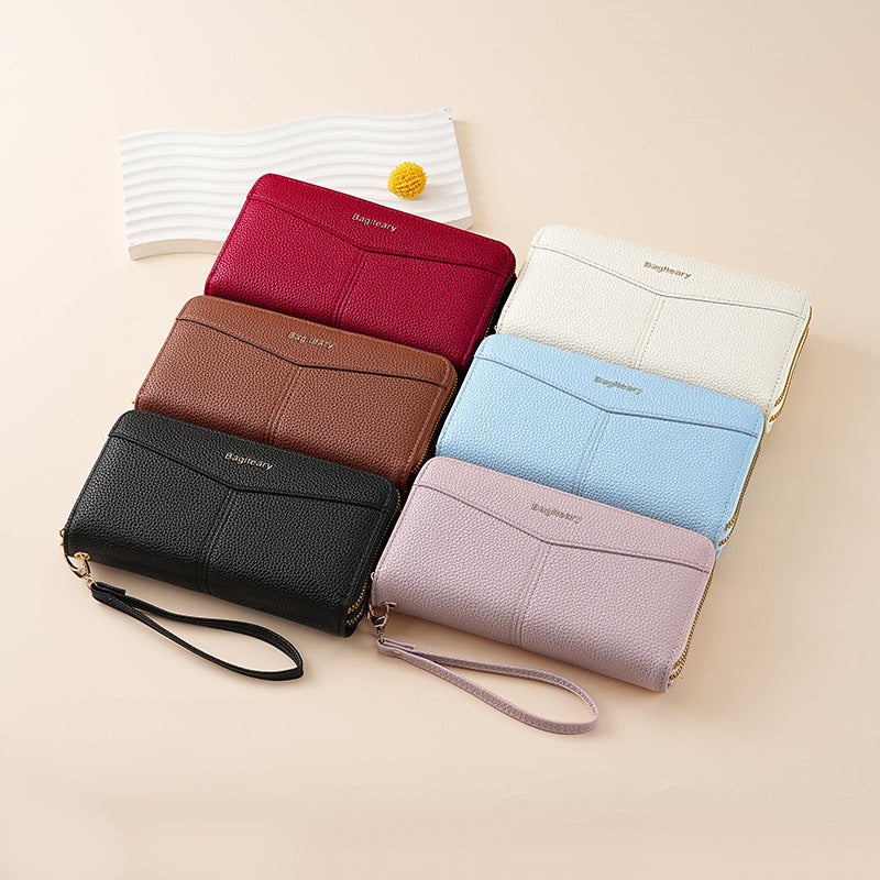 Multifunctional Solid Color PU Leather Wallet, RFID Blocking Design Portable Daily Storage Purse for Cards Cash Coin Business Use - Image 3