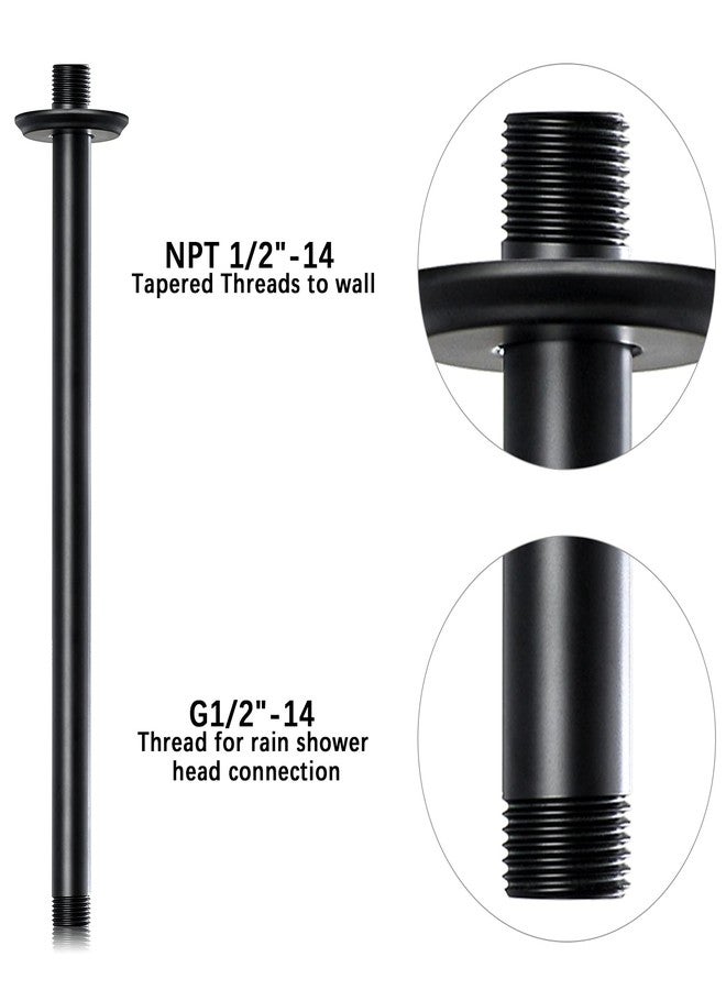 Anpean 12 Inch Shower Arm and Flange Matte Black, Ceiling Mounted Shower Arm for Rain Shower Head - Image 4