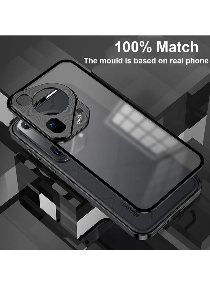 General Case Compatible with Huawei Pura 70 Ultra, Luxury Aluminium Alloy Metal Frame Bumper Acrylic Matte Frosted Translucent Hard Back Cover for Huawei Pura 70 Ultra  - Image 2