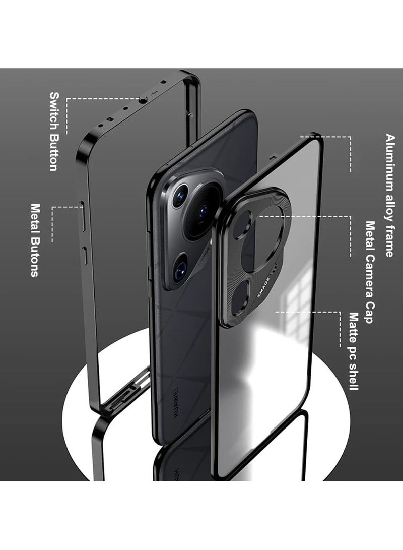 General Case Compatible with Huawei Pura 70 Ultra, Luxury Aluminium Alloy Metal Frame Bumper Acrylic Matte Frosted Translucent Hard Back Cover for Huawei Pura 70 Ultra  - Image 4