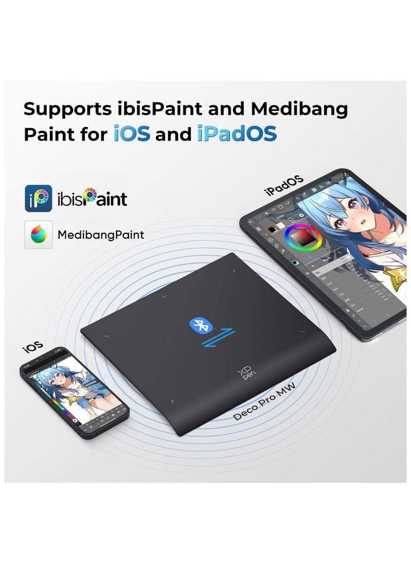 إكس بي-بن جهاز لوحي للرسم ديكو برو LW بتقنية البلوتوث مع جهاز تحكم سريع، قلم خالي من البطارية، ودعم حساسية ضغط 16K (بحجم 11 × 7 بوصة)  - Image 5