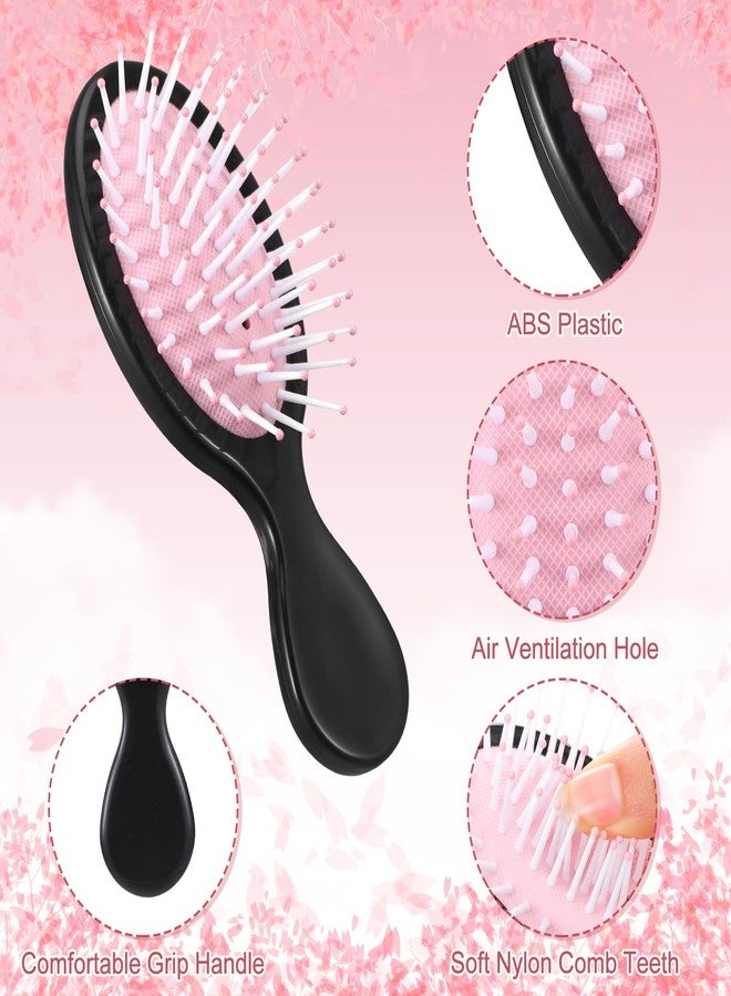 Meanplan 6 Pcs Mini Hair Brush with Bow Travel Detangling Brush Bulk Pink Coquette Small Hairbrush for Dry and Wet Hair Women - Image 3