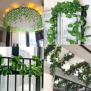 LOGRO Logro Artificial Garland Money Creeper Wall Hanging Specially Occasion Decoration Home Decor Party Office Festival Theme Decorative Length 6 Feet Green 6  - Image 4