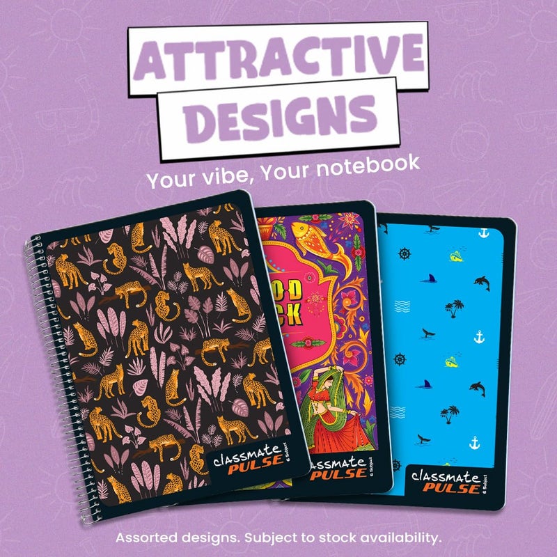 classmate Pulse Notebook - 240 X 180, 300 Pages, Single Line, Wiro Binding, Pack of 3 - Image 4