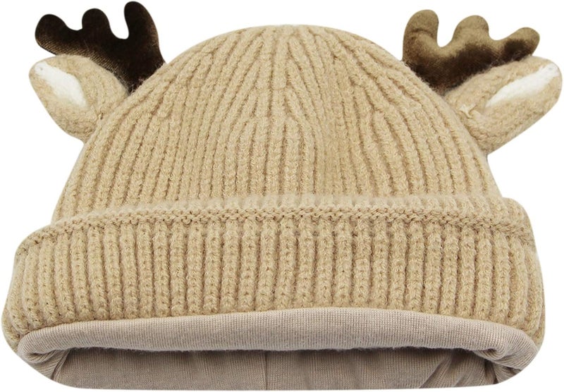 leomoste Baby Beanie Hat Cute Antlers Reindeer Crochet Knitted Hat Winter Warm Cap for Toddler Boys Girls - Image 5