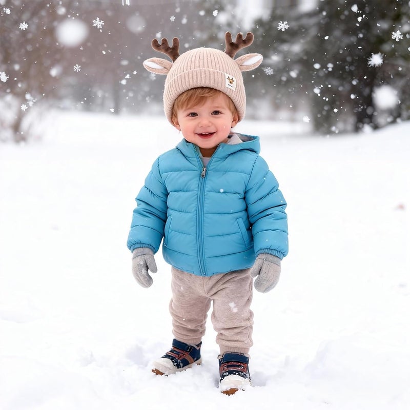 leomoste Baby Beanie Hat Cute Antlers Reindeer Crochet Knitted Hat Winter Warm Cap for Toddler Boys Girls - Image 4