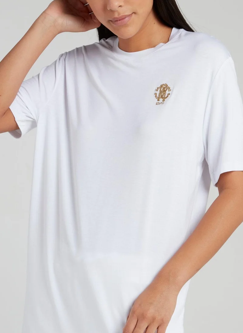 roberto cavalli White Half Sleeve Loose T-Shirt