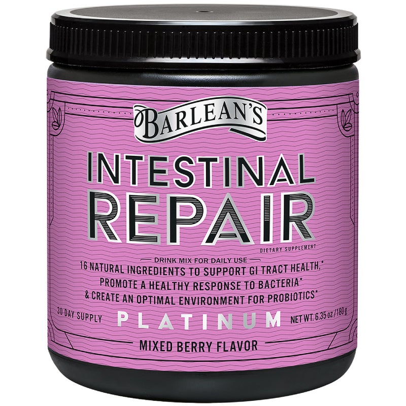 Barleans Barleans Intestinal Repair Gut Health Powder with 16 Digestive Supplements LGlutamine Marshmallow Licorice Root Aloe Vera and Fiber Mixed Berry Flavor 635 oz