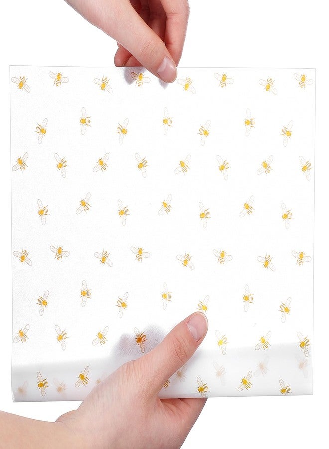 Feifeiya 200 Pcs Wax Paper Sheets Food Greaseproof Paper Rainproof Sandwich Wrapping Greaseproof Food Basket Liners Kitchen Supplies for Gift Wrapping and DIY Crafts 9.8 x 8.7 Inch(Gold,Bee) - Image 3
