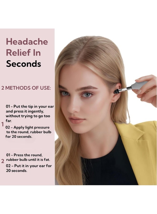 Angola Panda Ear Pressure Relief Suction Device, Ear Pressure Tool, Airplane Ear Pressure Relief Through Inner Ear Pressure Balance, with 3 Sizes of Earplugs, Grey - Image 2