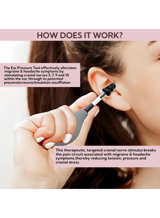 Angola Panda Ear Pressure Relief Suction Device, Ear Pressure Tool, Airplane Ear Pressure Relief Through Inner Ear Pressure Balance, with 3 Sizes of Earplugs, Grey - Image 3