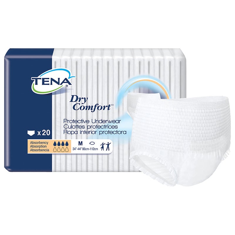 TENA Dry Comfort Disposable Unisex Adult Absorbent Underwear Medium 80 Count