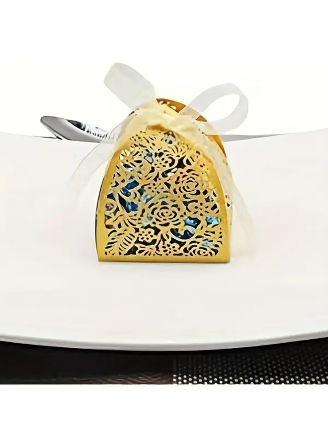 100pcs Gold Four Leaf Rose Candy Box Chocolate Gift Box Laser Cut Wedding Favor Boxes With Ribbon For Bridal Shower Birthday Party Christmas Halloween - Image 5