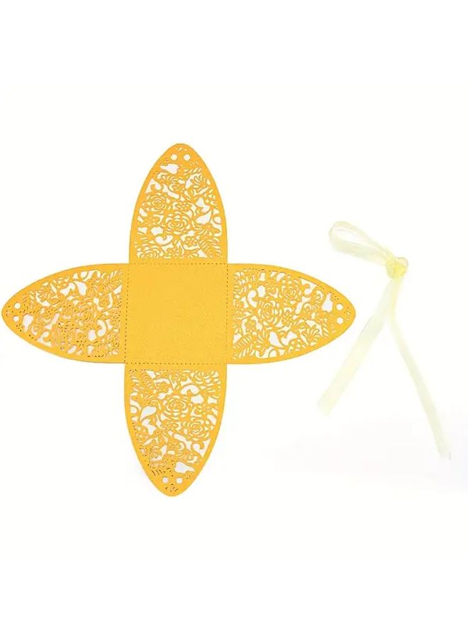 100pcs Gold Four Leaf Rose Candy Box Chocolate Gift Box Laser Cut Wedding Favor Boxes With Ribbon For Bridal Shower Birthday Party Christmas Halloween - Image 3