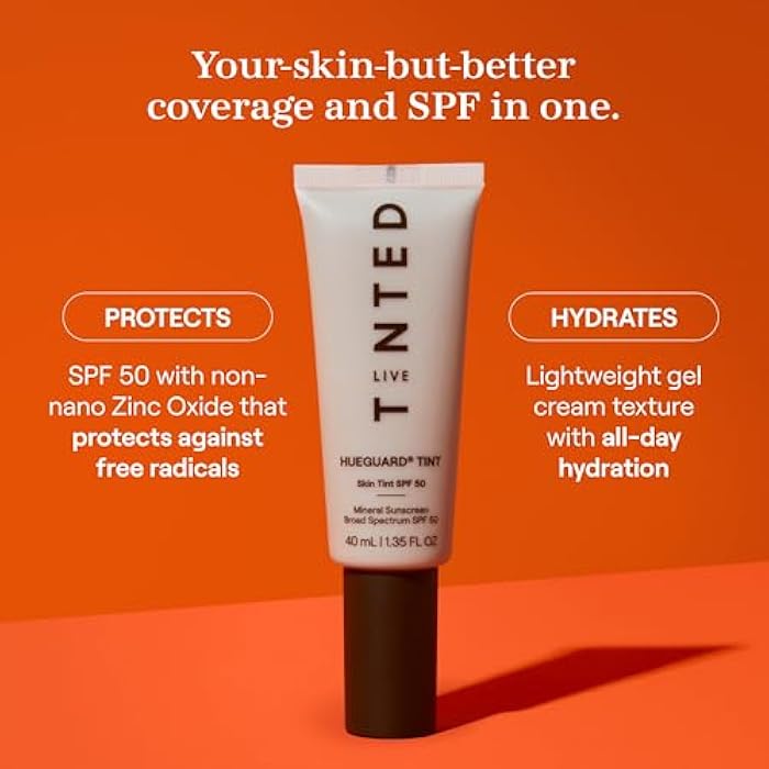 Live Tinted Hueguard Skin Tint SPF 50 - Tinted Mineral Sunscreen with Light-Medium Buildable Coverage With a Hydrating and Radiant Finish - Water and Sweat Resistant, 1.35 fl oz - Shade 07 - Image 2