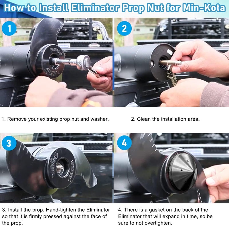 Camoo Eliminator Trolling Motor Prop Nut Custom Fit For MinnKota 80, 101 and 112 lb Models (Black) - Image 3