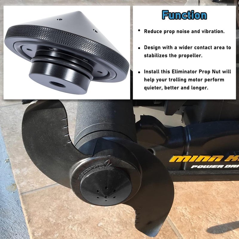 Camoo Eliminator Trolling Motor Prop Nut Custom Fit For MinnKota 80, 101 and 112 lb Models (Black) - Image 5