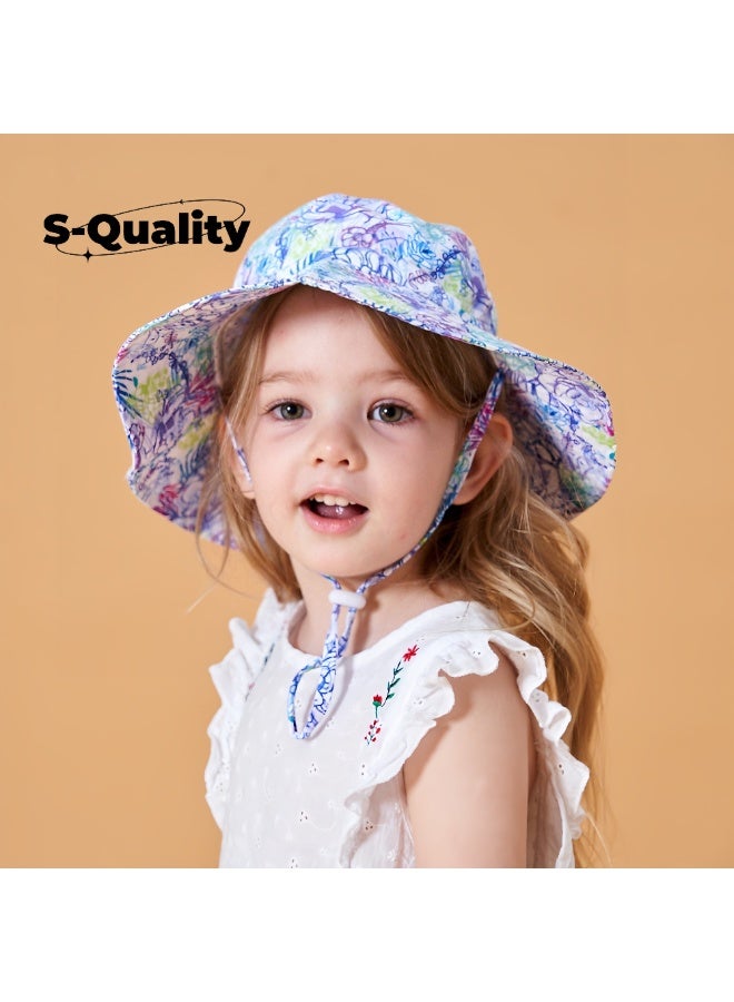 جودة قبعة شمسية للأطفال بحافة عريضة – قبعة شاطئ قابلة للتنفس وسريعة الجفاف للأولاد والبنات، حماية من الأشعة فوق البنفسجية UPF 50+ - Image 1