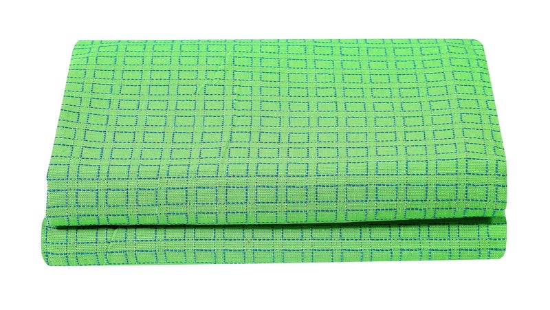 RANGBHAR Handloom Khadi Cotton King Size Bedsheet, 100 x 108 inch, Without Pillow Covers, Woven Checkered Bedcover, Green - Image 5