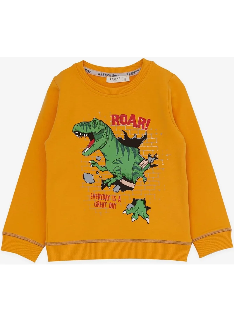 Breeze Boy's Tracksuit Set Dinosaur Printed 1.5-5 Years, Mustard Yellow