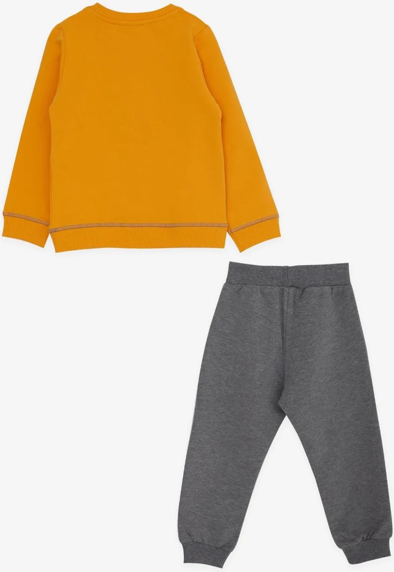 Breeze Boy's Tracksuit Set Dinosaur Printed 1.5-5 Years, Mustard Yellow