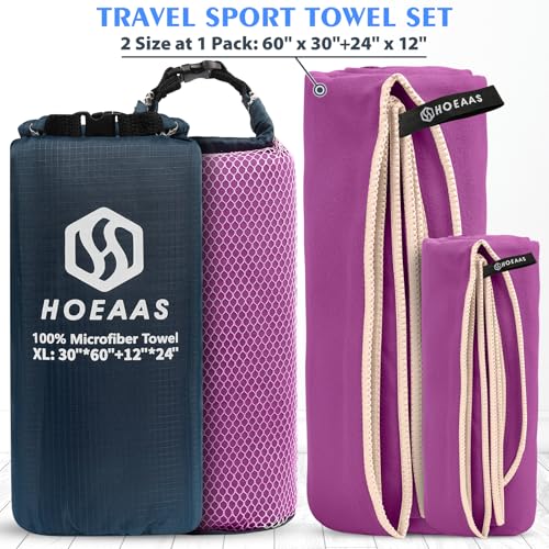 HOEAAS Microfiber Camping Towels Quick Dry Towel Super Absorbent Ultra Compact Travel Towel Soft Lightweight Fast Drying Sports Towel for Sweat for PoolGymHikingBackpackingXL60x3024x12 - Image 3