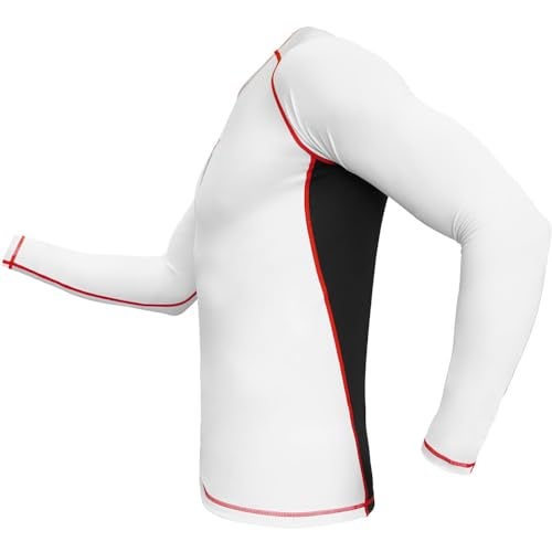 Meister Rush LongSleeve Rash Guard for MMA BJJ Surfing WhiteRed Medium - Image 3