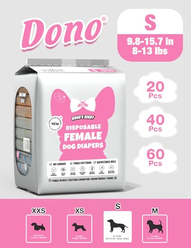 Dono Dog and Cat Diapers Female-60PCS, Disposable Female Dog Period Diaper for Heat with Wetness Indicator, Super Absorbent Doggie Puppy Diapers Female for XXS,Small Medium Large Dogs - Image 4