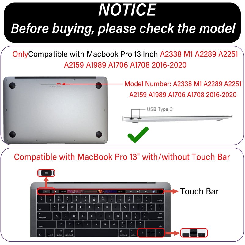 GABraden Compatible with MacBook pro 13 inch Case,2020 2019 2018 2017 2016(A2338 M1/A2159/A2251/A2289/A1989/A1706) with Touch ID and 2 Pack Keyboard Protectors,Laptop Hard Shellï¼ˆGrey Leopard Cheetahï¼‰ - Image 3
