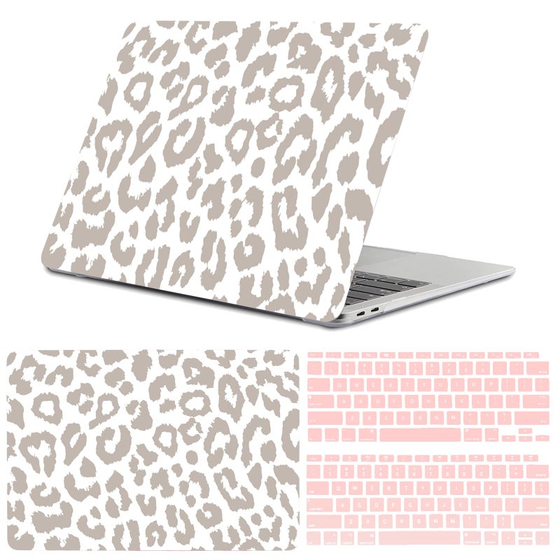 GABraden Compatible with MacBook pro 13 inch Case,2020 2019 2018 2017 2016(A2338 M1/A2159/A2251/A2289/A1989/A1706) with Touch ID and 2 Pack Keyboard Protectors,Laptop Hard Shellï¼ˆGrey Leopard Cheetahï¼‰ - Image 1