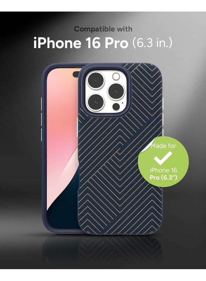 ZAGG London Snap Case for iPhone 16 Pro Navy with Gold Geometric Design - Image 2