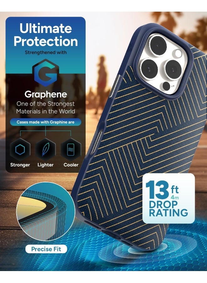 ZAGG London Snap Case for iPhone 16 Pro Navy with Gold Geometric Design - Image 4
