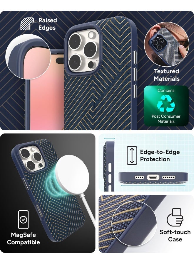 ZAGG London Snap Case for iPhone 16 Pro Navy with Gold Geometric Design - Image 5