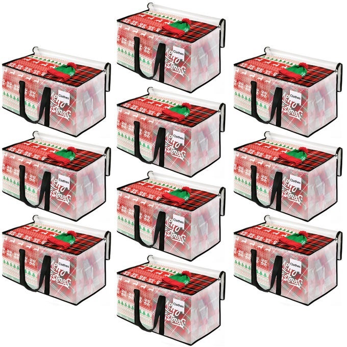 MOVING BAGS 10PACK STORAGE BAGS MOVING BAGS HEAVY DUTY EXTRA LARGE MOVING TOTES CLEAR MOVING BAGS REINFORCED HANDLES TAG POCKET 93L