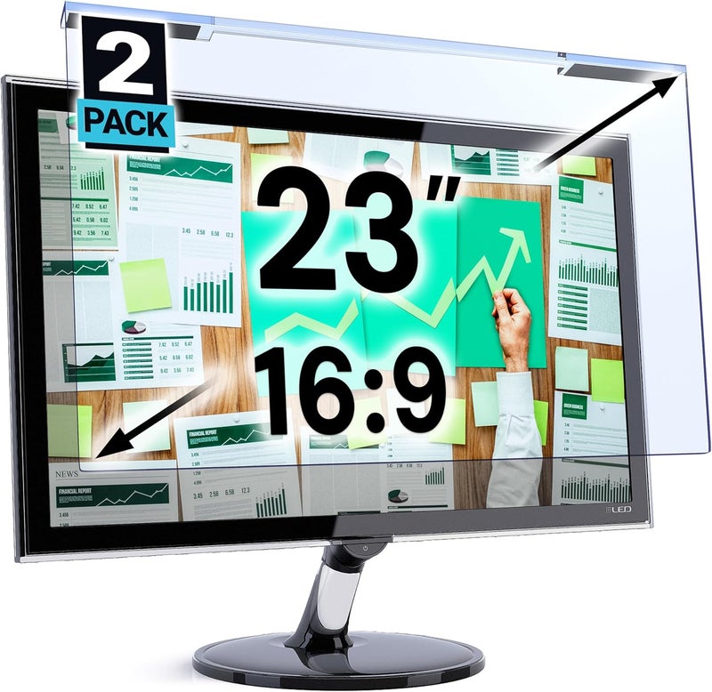 VINTEZ Blue Light Blocking Screen Protector Panel for 23 inch Diagonal PC Anti-UV Eye Protection Filter Film - Widescreen Laptop and Monitor Frame Hanging Type (W 20.6" X H 12") [2 Pack] - Image 1