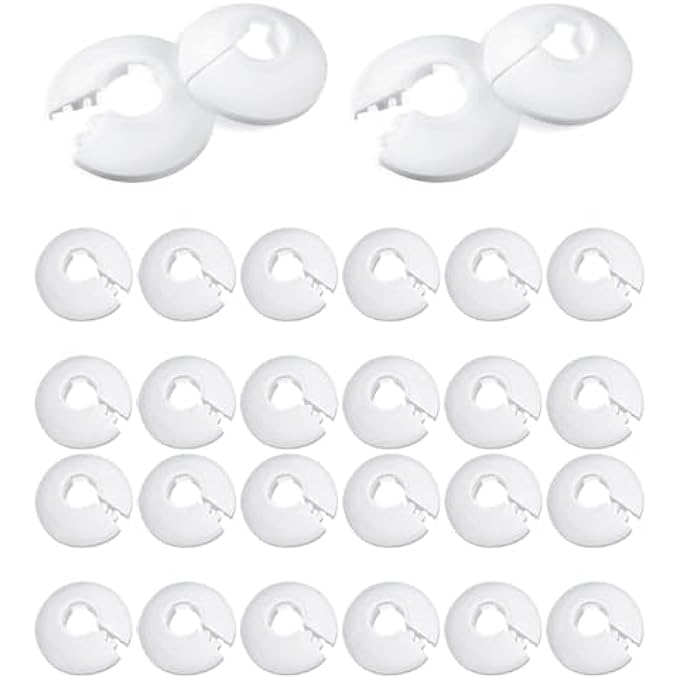 24 PCS WHITE PIPE COLLARS 45 * 13MM RADIATOR COVERS,WATER PIPE COVER DECORATION FOR PIPE DECORATION - Image 1