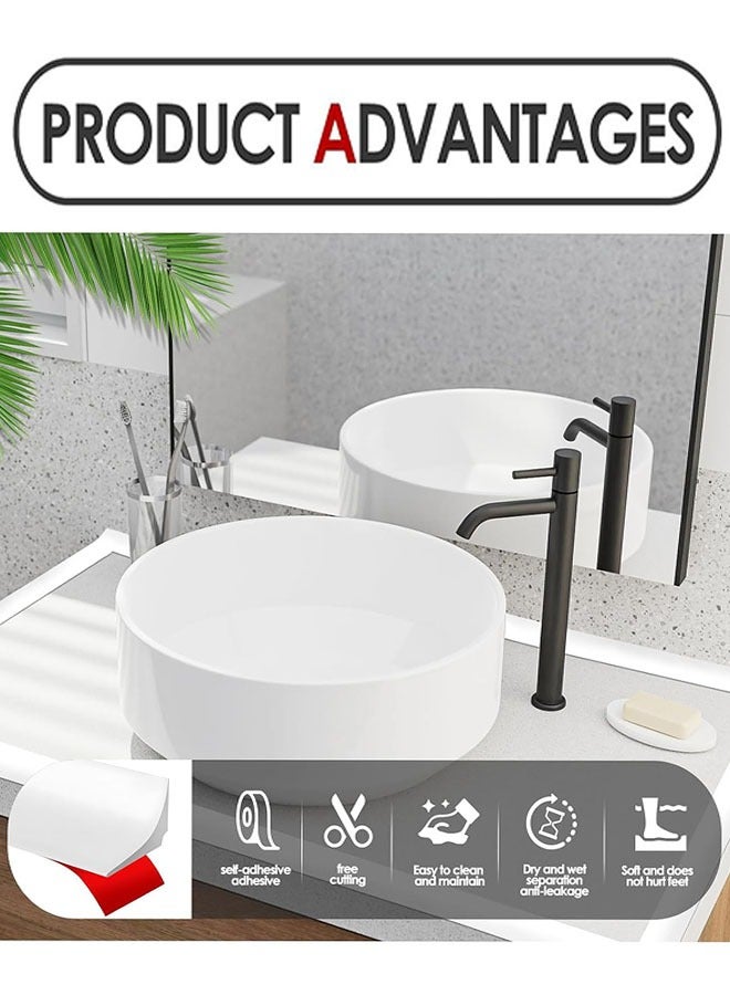 Shower Tray Sealing Strip, 2m/79inch Shower Water Blocking Strips, Silicone Bath Sink Edging Edge Seal Trim, Wet Room Threshold Floor Water Barrier for Sink Bath Kitchen Worktop Gap - Image 4