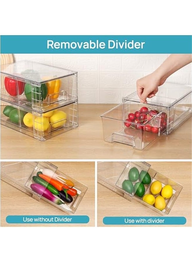 Beauenty 4 Pack Stackable Storage Drawers,Clear Acrylic Drawer Organizers with Handles, Easily Assemble for Fridge, Bathroom,Kitchen Undersink,Cabinet,Pantry Organization and Storage - Image 4