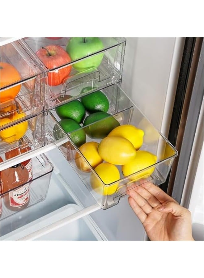 Beauenty 4 Pack Stackable Storage Drawers,Clear Acrylic Drawer Organizers with Handles, Easily Assemble for Fridge, Bathroom,Kitchen Undersink,Cabinet,Pantry Organization and Storage - Image 5